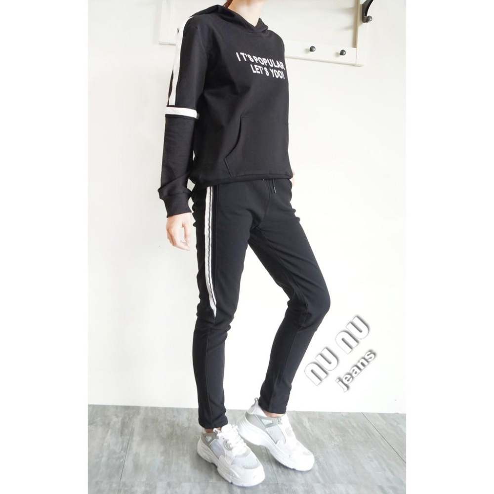 側線顯瘦刷毛休閒長褲 刷毛褲 男友褲 哈倫褲 鬆緊褲 休閒褲 運動褲 運動休閒NN.571-173-細節圖2