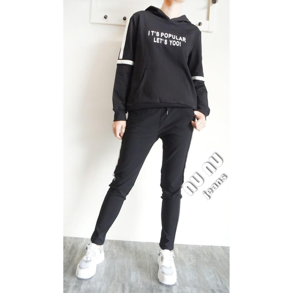 側線顯瘦刷毛休閒長褲 刷毛褲 男友褲 哈倫褲 鬆緊褲 休閒褲 運動褲 運動休閒NN.571-173-細節圖5