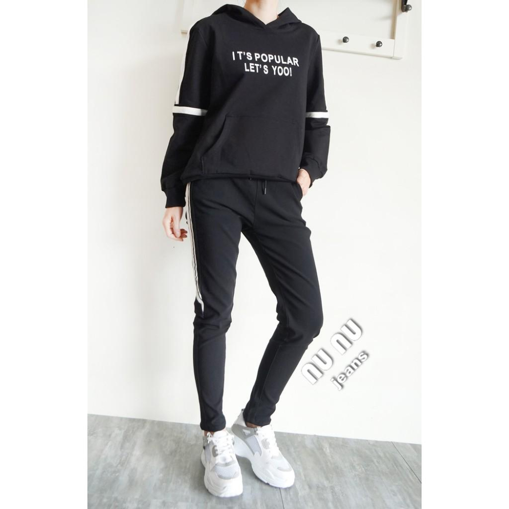 側線顯瘦刷毛休閒長褲 刷毛褲 男友褲 哈倫褲 鬆緊褲 休閒褲 運動褲 運動休閒NN.571-173-細節圖7