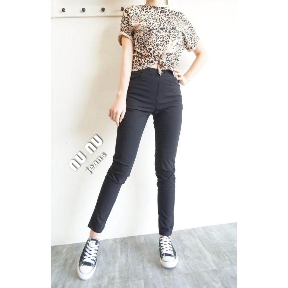 高腰 神顯瘦 九分內搭褲 小直筒  冰絲涼感 黑褲 長褲 打底褲 上班族 鬆緊 休閒長褲 黑色長褲NN.792.061-細節圖2