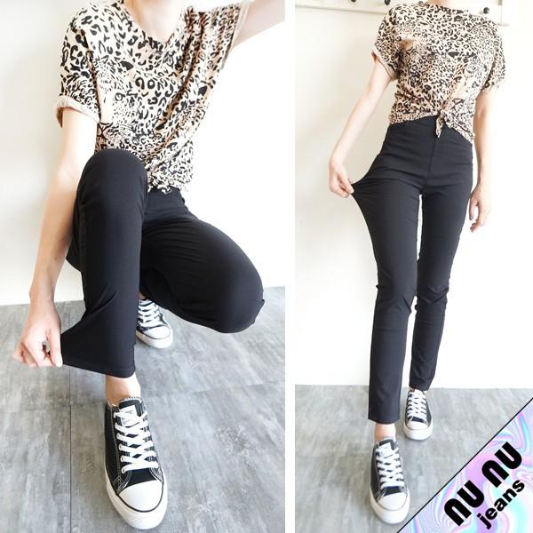 高腰 神顯瘦 九分內搭褲 小直筒  冰絲涼感 黑褲 長褲 打底褲 上班族 鬆緊 休閒長褲 黑色長褲NN.792.061-細節圖3