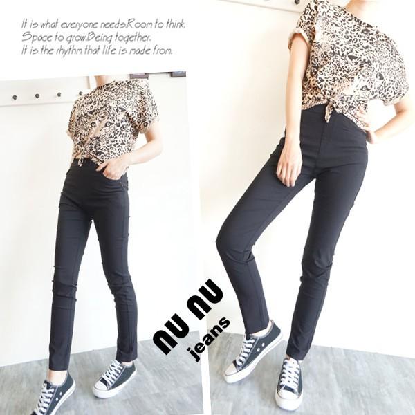 高腰 神顯瘦 九分內搭褲 小直筒  冰絲涼感 黑褲 長褲 打底褲 上班族 鬆緊 休閒長褲 黑色長褲NN.792.061-細節圖4