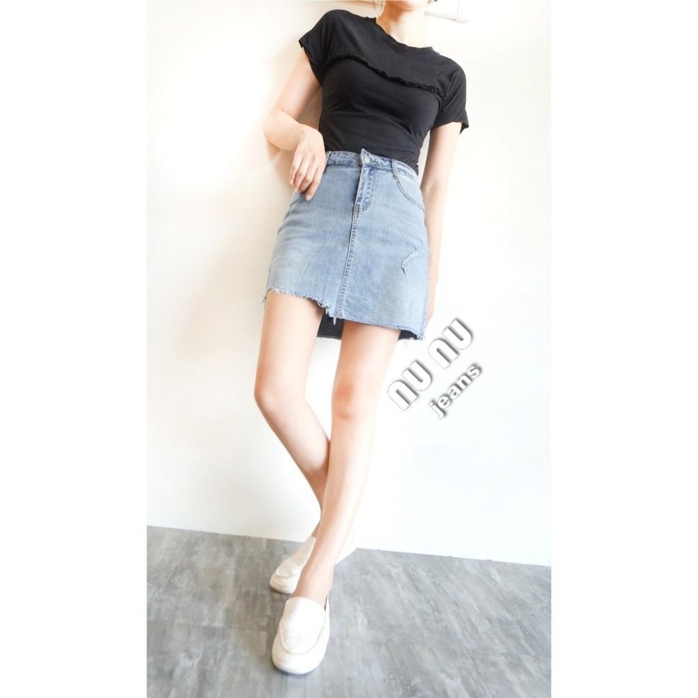 顯瘦 不規則破損 牛仔裙 牛仔褲裙 內彈力牛仔 安全褲 短裙 牛仔短裙 提臀 迷你裙 包臀 修身NN.472.352-細節圖6
