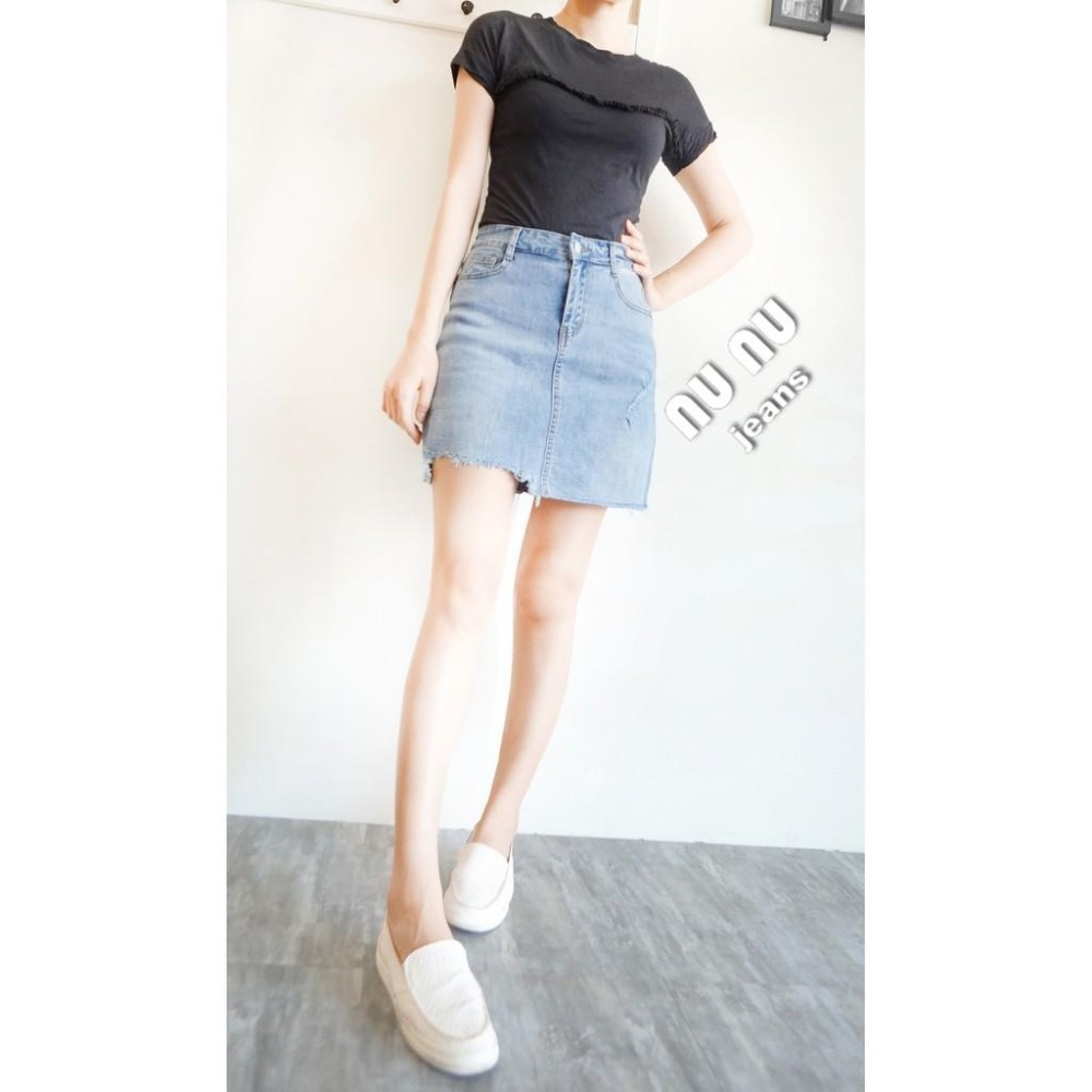 顯瘦 不規則破損 牛仔裙 牛仔褲裙 內彈力牛仔 安全褲 短裙 牛仔短裙 提臀 迷你裙 包臀 修身NN.472.352-細節圖7