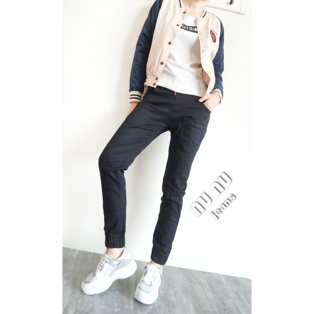 熱銷款🎉M~2L 顯瘦細腿 束口褲 鬆緊抽繩 超彈力 縮口褲 休閒長褲 黑色長褲 休閒褲 小直筒褲 NN572.715-細節圖4