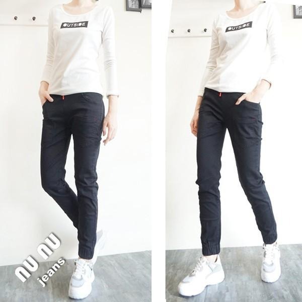 熱銷款🎉M~2L 顯瘦細腿 束口褲 鬆緊抽繩 超彈力 縮口褲 休閒長褲 黑色長褲 休閒褲 小直筒褲 NN572.715-細節圖6