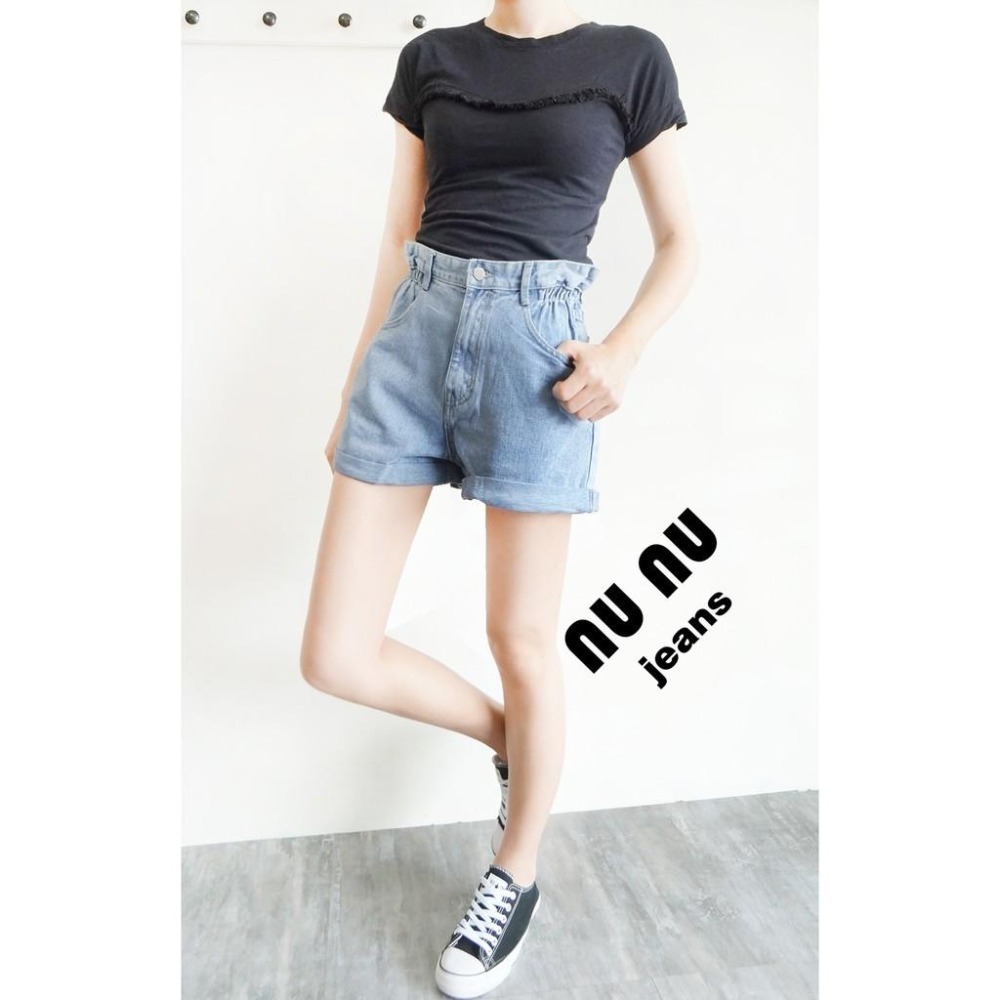 復古丹寧 捲邊 寬鬆 牛仔短褲 水洗刷色 牛仔褲 淺色牛仔褲 短褲 休閒短褲 闊腿褲 休閒褲 NN.132.959-細節圖5