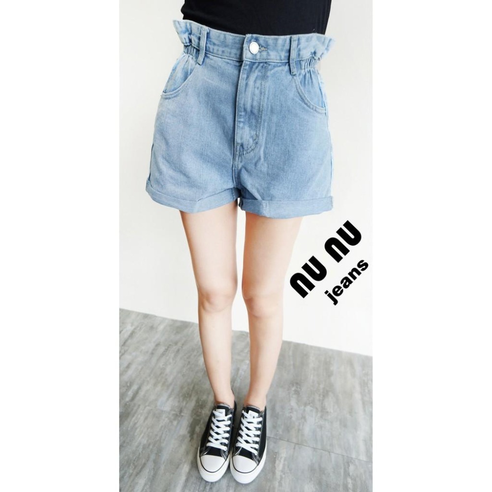 復古丹寧 捲邊 寬鬆 牛仔短褲 水洗刷色 牛仔褲 淺色牛仔褲 短褲 休閒短褲 闊腿褲 休閒褲 NN.132.959-細節圖6