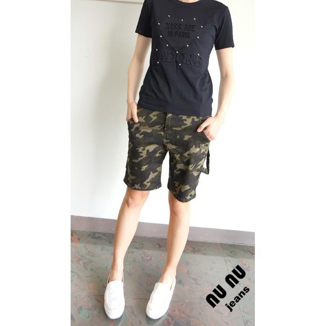 迷彩五分工作褲S~XL挺版造型側口袋及袋繩!喬妹最愛韓妞必備款NO.947-248-細節圖4