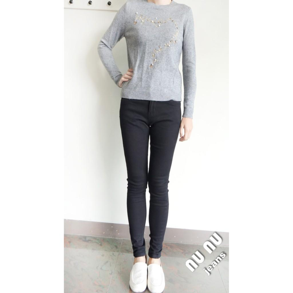 NUNU🍓搖粒絨 加厚素黑S~XL窄管刷毛長褲NO.791-725-細節圖3