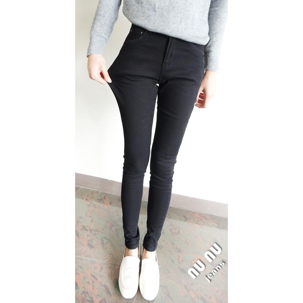 NUNU🍓搖粒絨 加厚素黑S~XL窄管刷毛長褲NO.791-725-細節圖4