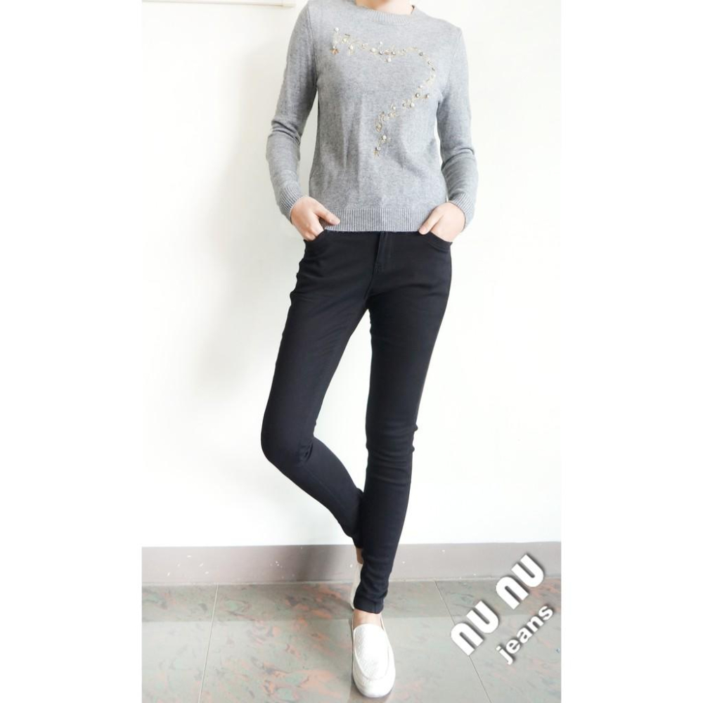 NUNU🍓搖粒絨 加厚素黑S~XL窄管刷毛長褲NO.791-725-細節圖5