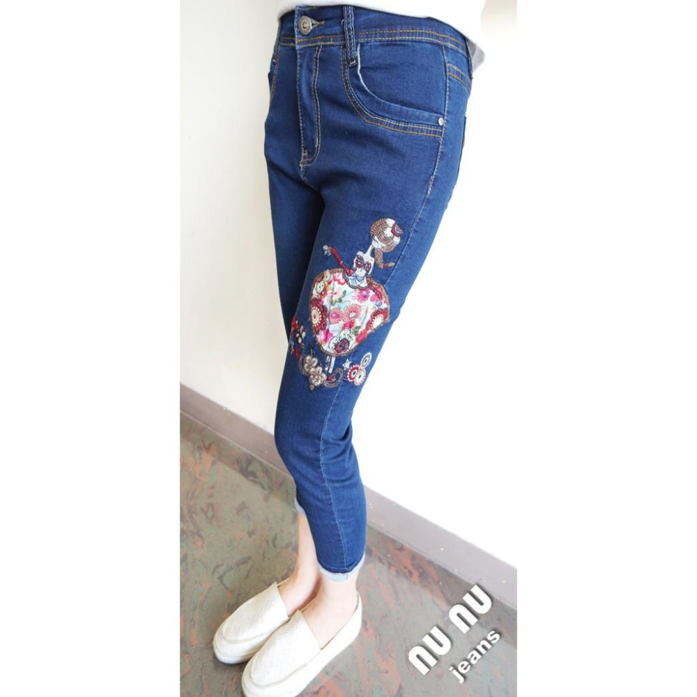 日本拼布小花風 超顯瘦 中大尺碼 美臀中腰七分褲NO.036-568-細節圖6