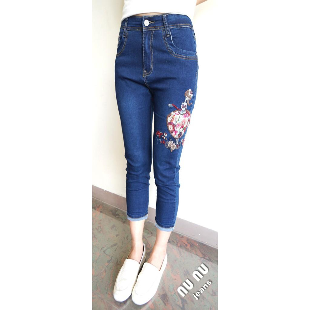 日本拼布小花風 超顯瘦 中大尺碼 美臀中腰七分褲NO.036-568-細節圖7