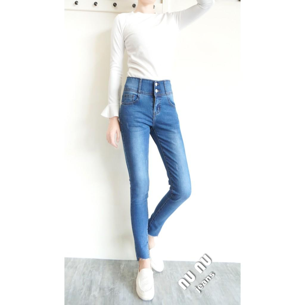 高彈顯瘦 高腰收腹褲 -5kg牛仔褲 雙釦褲耳造型NO.047-255-細節圖4
