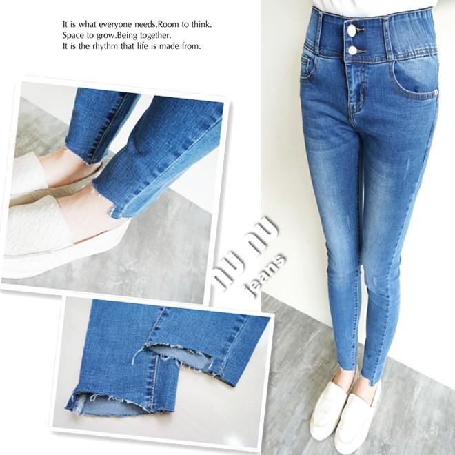 高彈顯瘦 高腰收腹褲 -5kg牛仔褲 雙釦褲耳造型NO.047-255-細節圖5