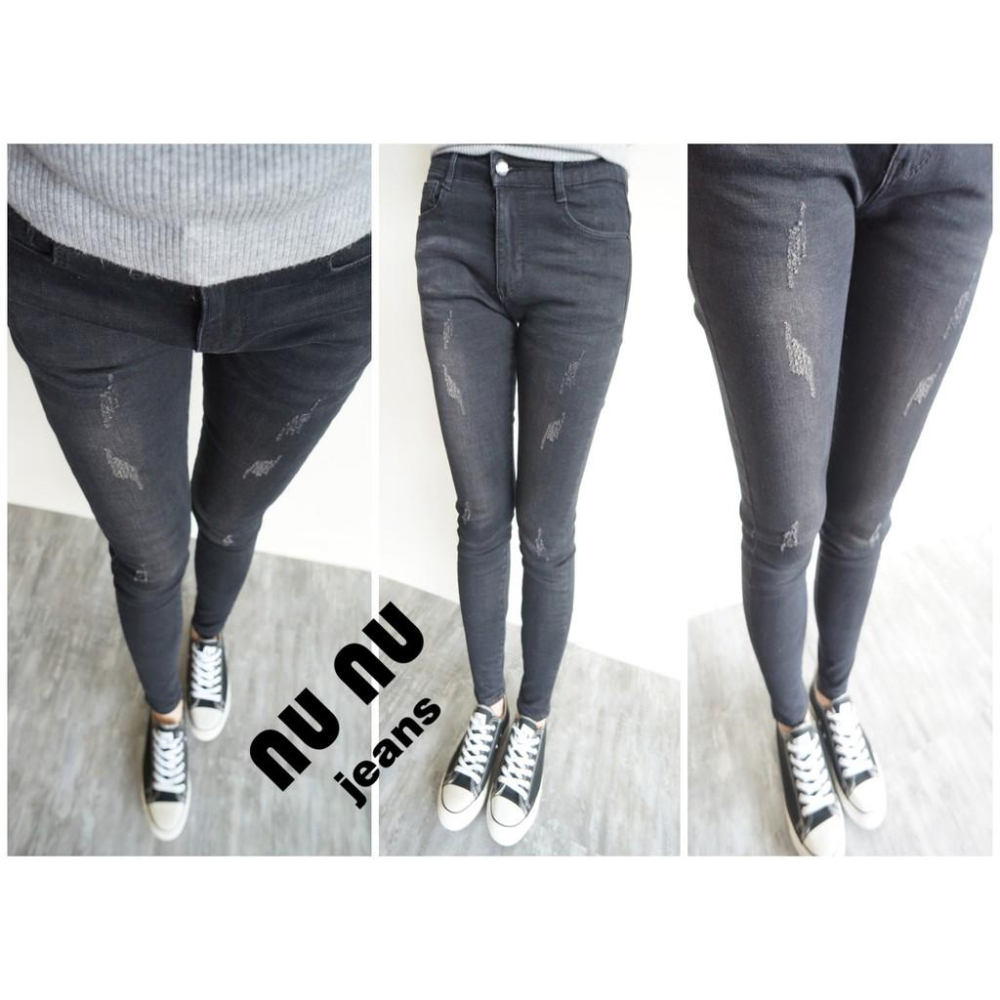 磨毛褲.刷毛褲-5cm超細腿顯瘦刷毛褲牛仔褲黑灰丹寧牛仔長褲NN.130-010-細節圖7