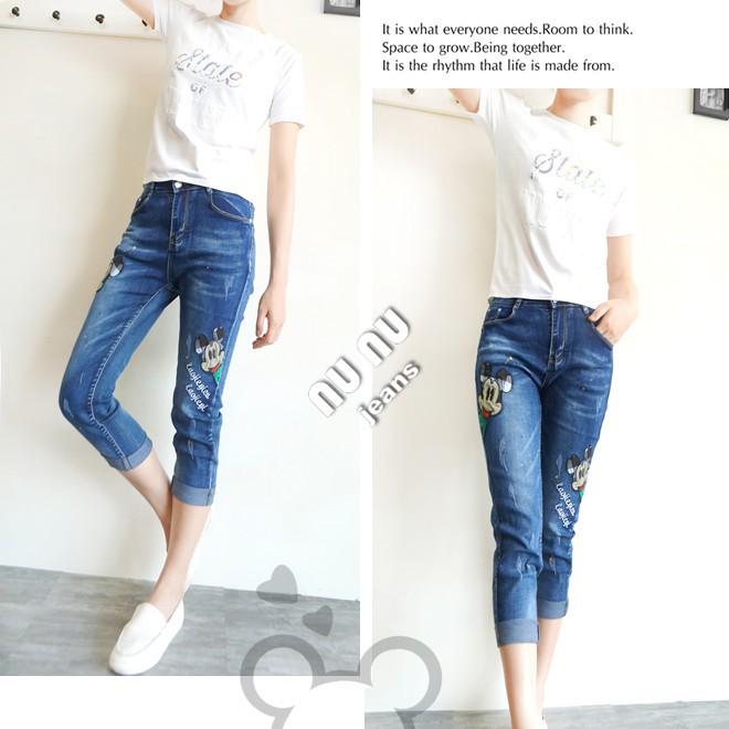 中腰卡通 拼布 噴漆塗鴉 七分褲NN.361-505-細節圖2