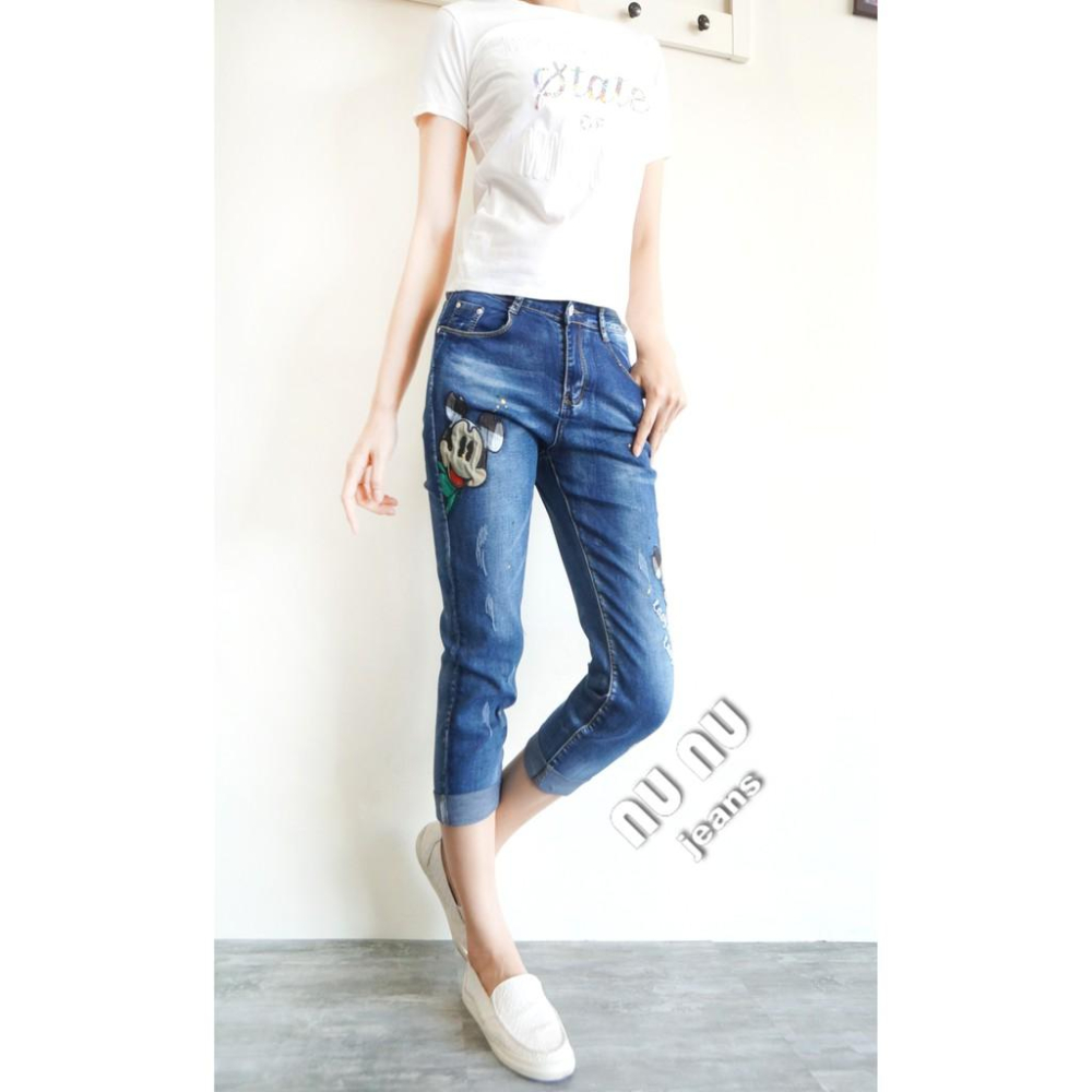 中腰卡通 拼布 噴漆塗鴉 七分褲NN.361-505-細節圖3