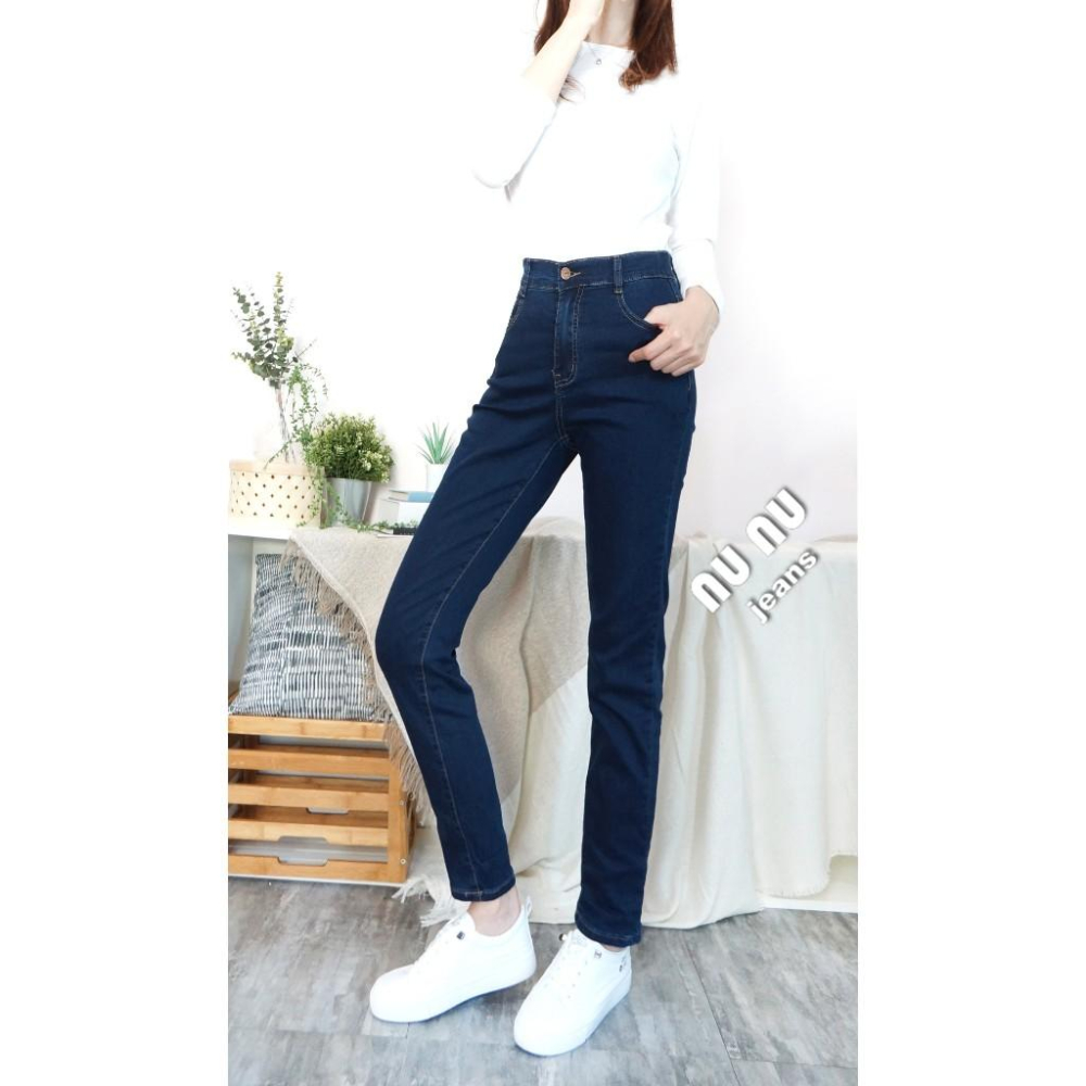 M~3L中大尺碼 加彈力層黑布 後鬆緊 直筒褲 直筒牛仔褲 牛仔長褲 牛仔褲 秋冬長褲  顯瘦長褲 百搭.986.006-細節圖2