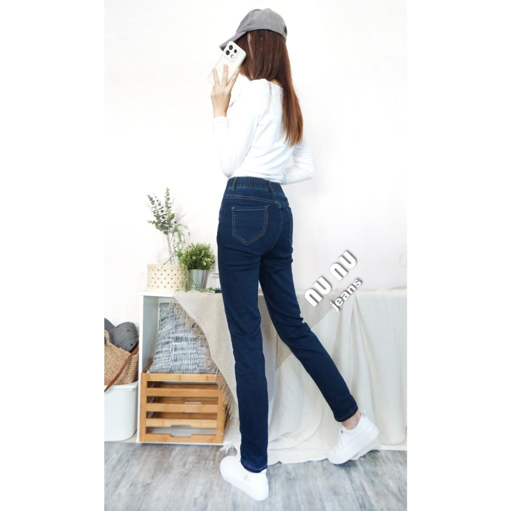 M~3L中大尺碼 加彈力層黑布 後鬆緊 直筒褲 直筒牛仔褲 牛仔長褲 牛仔褲 秋冬長褲  顯瘦長褲 百搭.986.006-細節圖5