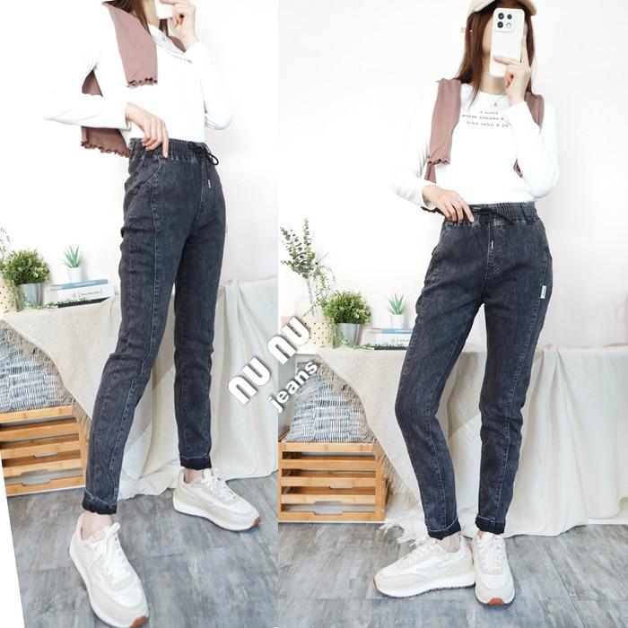 黑灰水洗牛仔哈倫褲 微雪花牛仔長褲 顯瘦3D側線 牛仔褲 老爺褲 休閒長褲 灰色牛仔褲 秋冬長褲 褲子.883.650-細節圖4