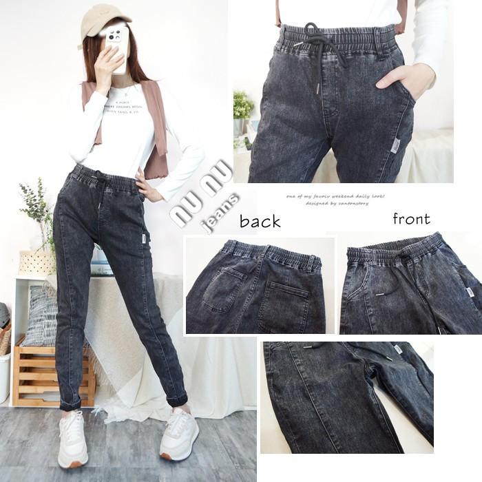 黑灰水洗牛仔哈倫褲 微雪花牛仔長褲 顯瘦3D側線 牛仔褲 老爺褲 休閒長褲 灰色牛仔褲 秋冬長褲 褲子.883.650-細節圖7