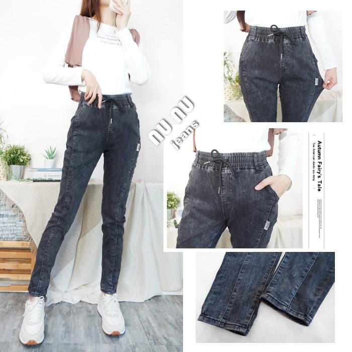 黑灰水洗牛仔哈倫褲 微雪花牛仔長褲 顯瘦3D側線 牛仔褲 老爺褲 休閒長褲 灰色牛仔褲 秋冬長褲 褲子.883.650-細節圖9