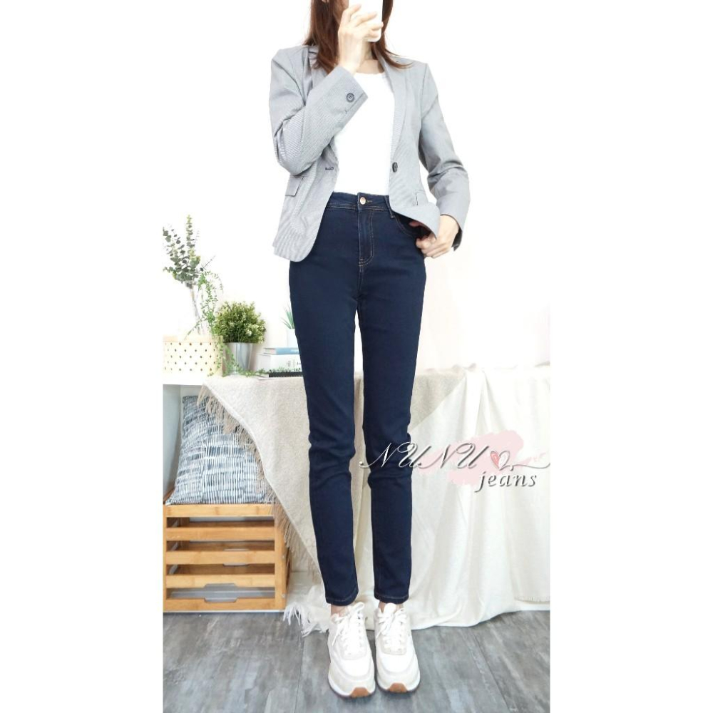 M~3L厚磅挺版深藍顯瘦直筒褲 牛仔褲 直筒牛仔褲 牛仔長褲 高腰長褲 大尺碼牛仔褲 素色牛仔褲 直筒褲.787.448-細節圖2