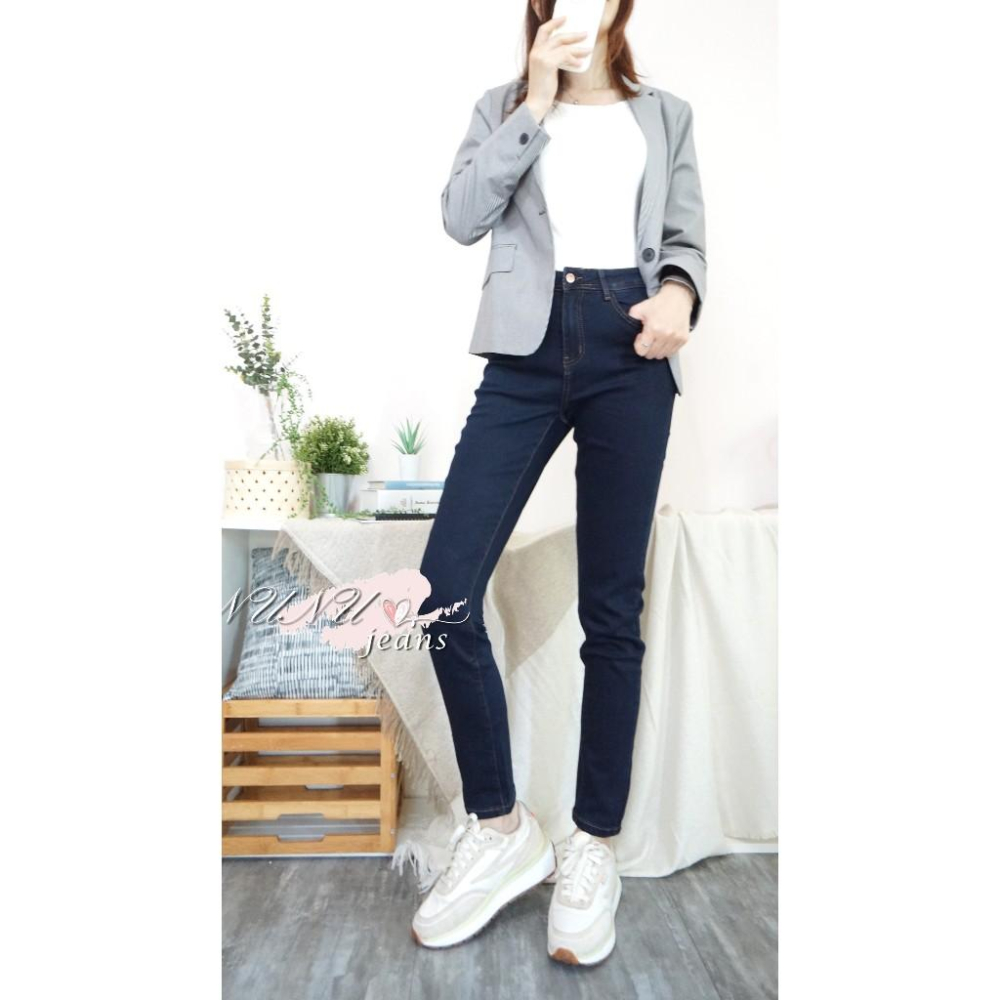 M~3L厚磅挺版深藍顯瘦直筒褲 牛仔褲 直筒牛仔褲 牛仔長褲 高腰長褲 大尺碼牛仔褲 素色牛仔褲 直筒褲.787.448-細節圖3