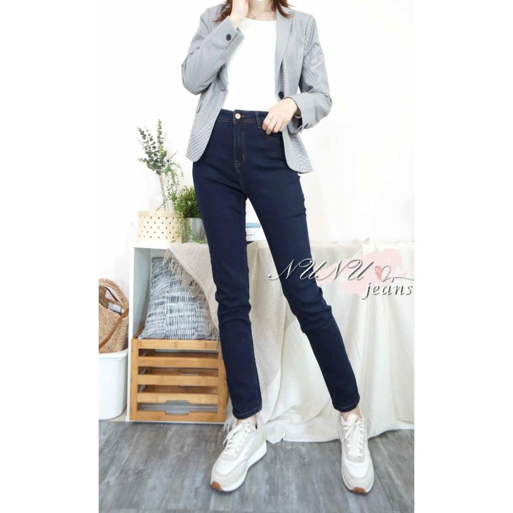 M~3L厚磅挺版深藍顯瘦直筒褲 牛仔褲 直筒牛仔褲 牛仔長褲 高腰長褲 大尺碼牛仔褲 素色牛仔褲 直筒褲.787.448-細節圖4