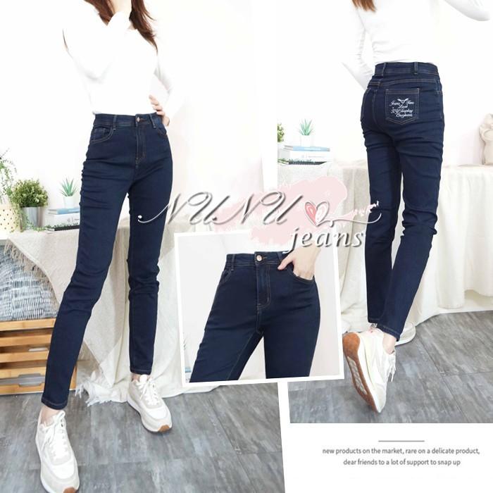 M~3L厚磅挺版深藍顯瘦直筒褲 牛仔褲 直筒牛仔褲 牛仔長褲 高腰長褲 大尺碼牛仔褲 素色牛仔褲 直筒褲.787.448-細節圖7