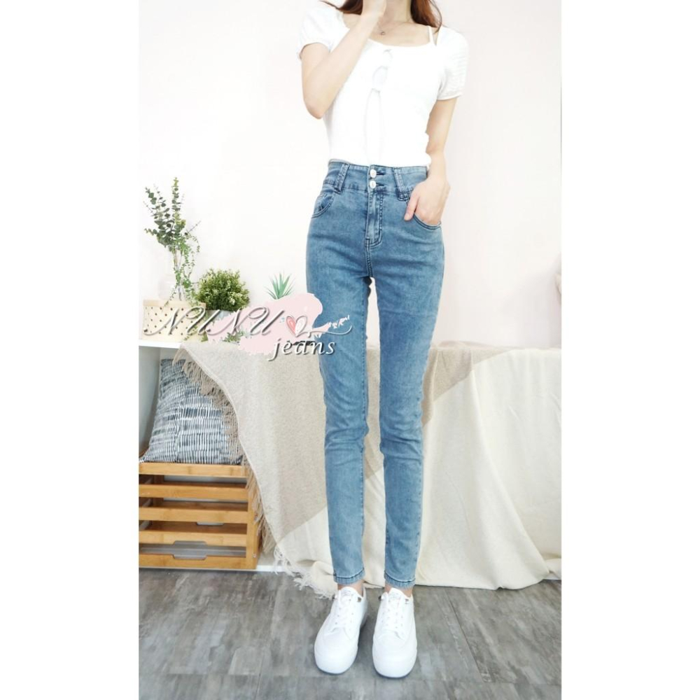 -5KG高腰雙釦收腹褲 -5KG牛仔褲 牛仔長褲 鉛筆褲 高腰牛仔褲 水洗牛仔褲 女生長褲 夏天長褲.883.611-細節圖2