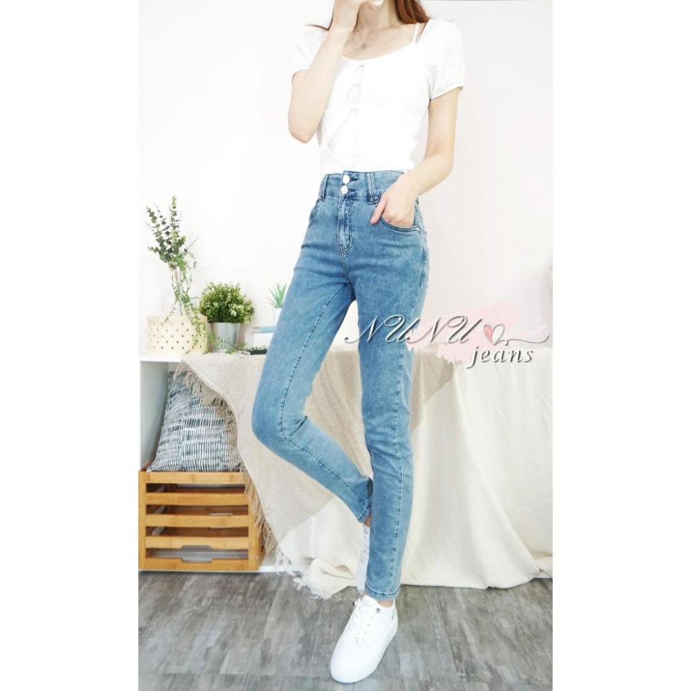 -5KG高腰雙釦收腹褲 -5KG牛仔褲 牛仔長褲 鉛筆褲 高腰牛仔褲 水洗牛仔褲 女生長褲 夏天長褲.883.611-細節圖3