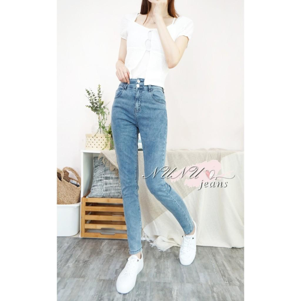 -5KG高腰雙釦收腹褲 -5KG牛仔褲 牛仔長褲 鉛筆褲 高腰牛仔褲 水洗牛仔褲 女生長褲 夏天長褲.883.611-細節圖4