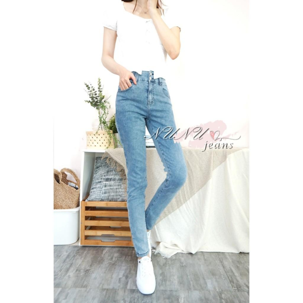 -5KG高腰雙釦收腹褲 -5KG牛仔褲 牛仔長褲 鉛筆褲 高腰牛仔褲 水洗牛仔褲 女生長褲 夏天長褲.883.611-細節圖6