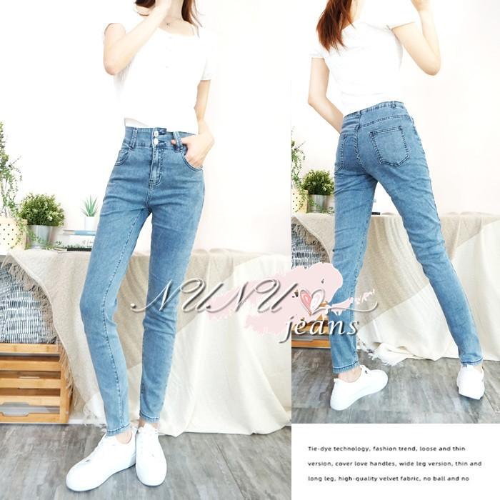 -5KG高腰雙釦收腹褲 -5KG牛仔褲 牛仔長褲 鉛筆褲 高腰牛仔褲 水洗牛仔褲 女生長褲 夏天長褲.883.611-細節圖8