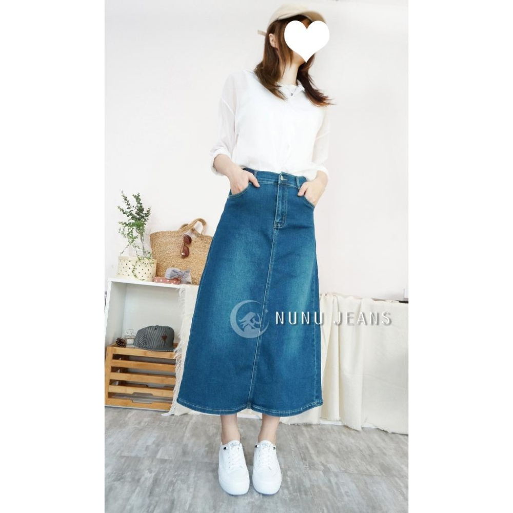 顯瘦百搭韓系後開衩高腰A字牛仔裙 A字長裙 裙子 牛仔長裙 A字裙 裙子 簡約穿搭 包臀裙 高腰牛仔裙.367.637-細節圖2