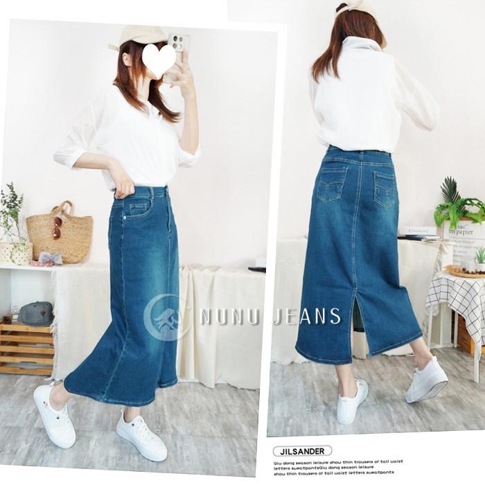 顯瘦百搭韓系後開衩高腰A字牛仔裙 A字長裙 裙子 牛仔長裙 A字裙 裙子 簡約穿搭 包臀裙 高腰牛仔裙.367.637-細節圖6