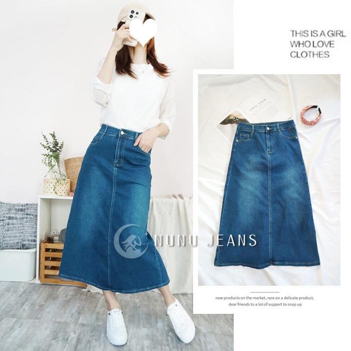 顯瘦百搭韓系後開衩高腰A字牛仔裙 A字長裙 裙子 牛仔長裙 A字裙 裙子 簡約穿搭 包臀裙 高腰牛仔裙.367.637-細節圖9