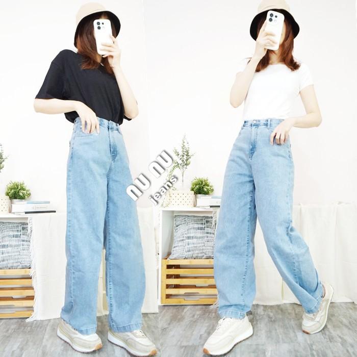 兩穿闊腿褲/高腰顯瘦彈力牛仔寬褲 直筒褲 直筒寬褲 彎刀褲 錐形褲 A字寬褲 哈倫褲 男友褲 牛仔褲.238.261-細節圖2