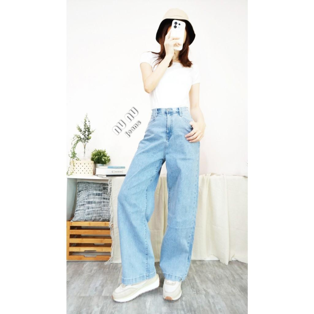 兩穿闊腿褲/高腰顯瘦彈力牛仔寬褲 直筒褲 直筒寬褲 彎刀褲 錐形褲 A字寬褲 哈倫褲 男友褲 牛仔褲.238.261-細節圖4