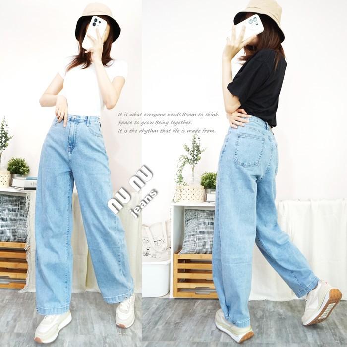 兩穿闊腿褲/高腰顯瘦彈力牛仔寬褲 直筒褲 直筒寬褲 彎刀褲 錐形褲 A字寬褲 哈倫褲 男友褲 牛仔褲.238.261-細節圖6