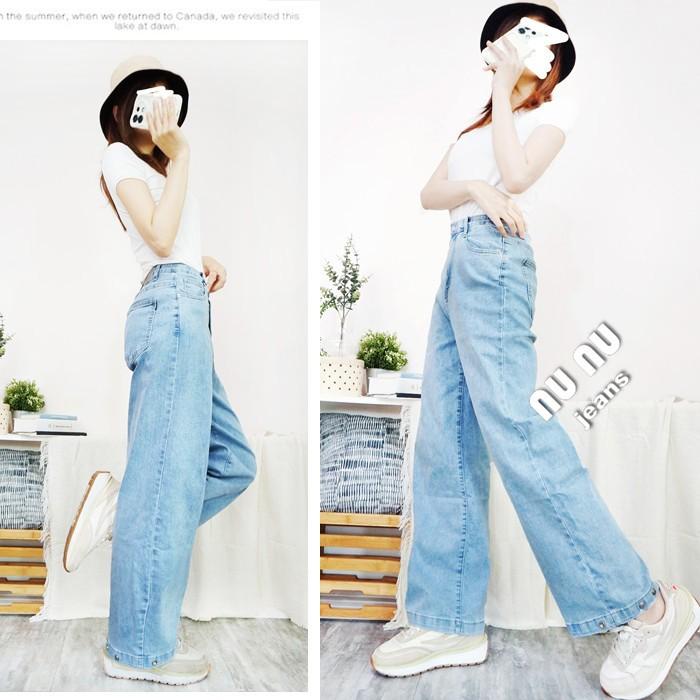 兩穿闊腿褲/高腰顯瘦彈力牛仔寬褲 直筒褲 直筒寬褲 彎刀褲 錐形褲 A字寬褲 哈倫褲 男友褲 牛仔褲.238.261-細節圖7