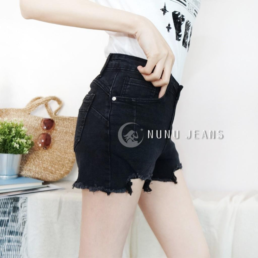 低腰個性彈力抓破黑灰牛仔短褲 熱褲 短褲 休閒短褲 辣妹風 性感 低腰短褲 黑色牛仔短褲 黑色短褲 褲子.787.131-細節圖5