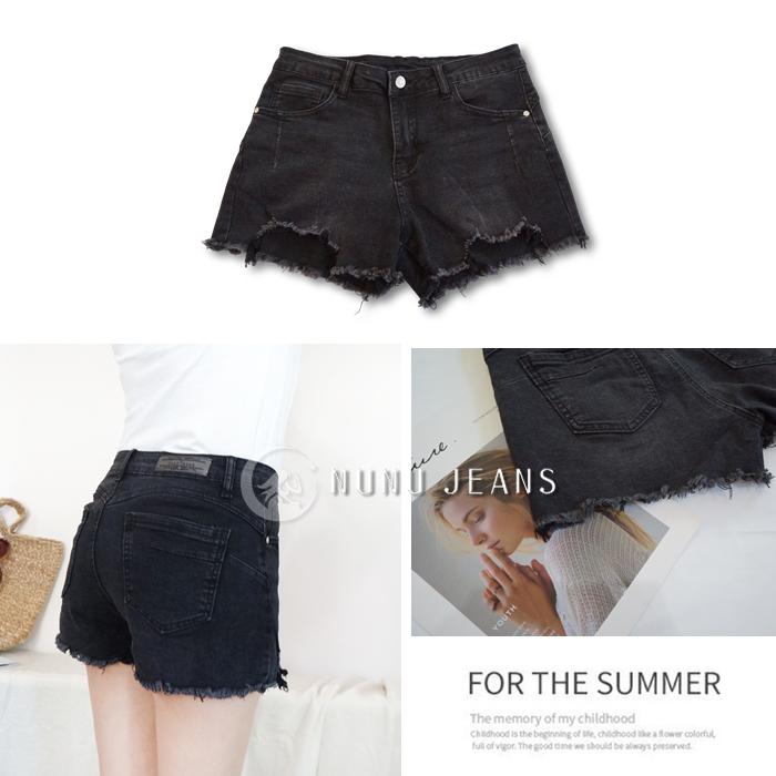 低腰個性彈力抓破黑灰牛仔短褲 熱褲 短褲 休閒短褲 辣妹風 性感 低腰短褲 黑色牛仔短褲 黑色短褲 褲子.787.131-細節圖8