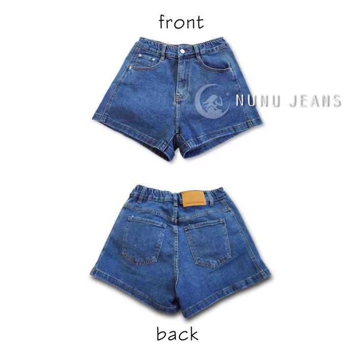 高腰顯瘦A字牛仔短褲 A字短褲 前拉鍊後鬆緊休閒短褲 女生短褲 休閒褲 熱褲 收腹褲 高腰短褲 短褲女.362.218-細節圖9