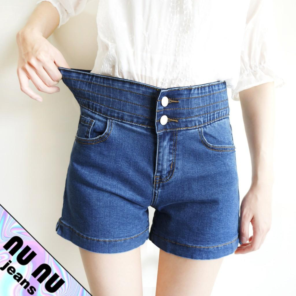 雙釦-5KG 韓妞必備收腹短褲 顯瘦牛仔短褲 高腰短褲 NN.471-340-細節圖2