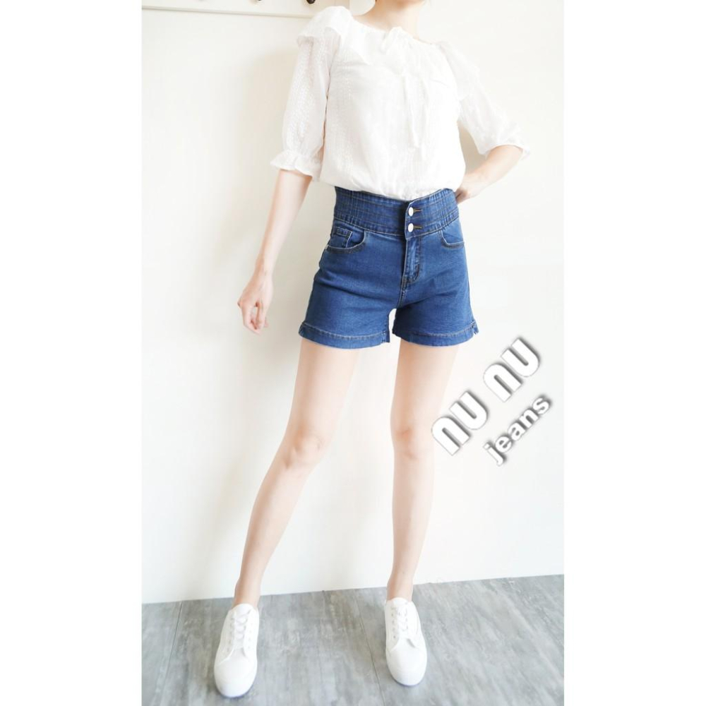 雙釦-5KG 韓妞必備收腹短褲 顯瘦牛仔短褲 高腰短褲 NN.471-340-細節圖3