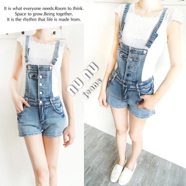 可愛百搭顯瘦牛仔 吊帶短褲/連身褲/吊帶褲/吊帶牛仔褲/牛仔吊帶褲/牛仔短褲/牛仔褲/熱褲NN.572.699-細節圖3